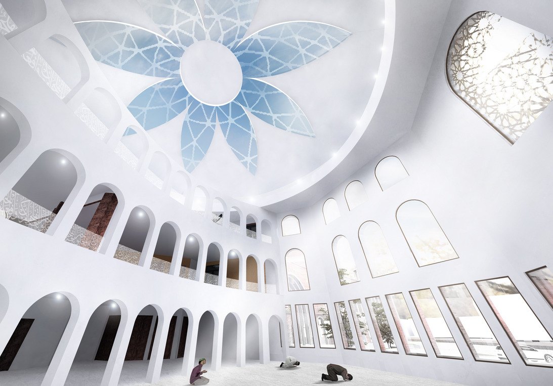 Architect's rendering of the new prayer hall under the dome
